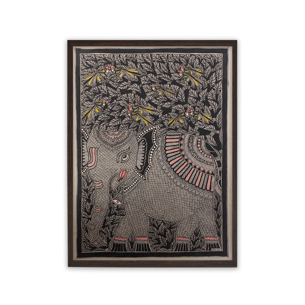 Madhubani - Elephant with Tree of Life