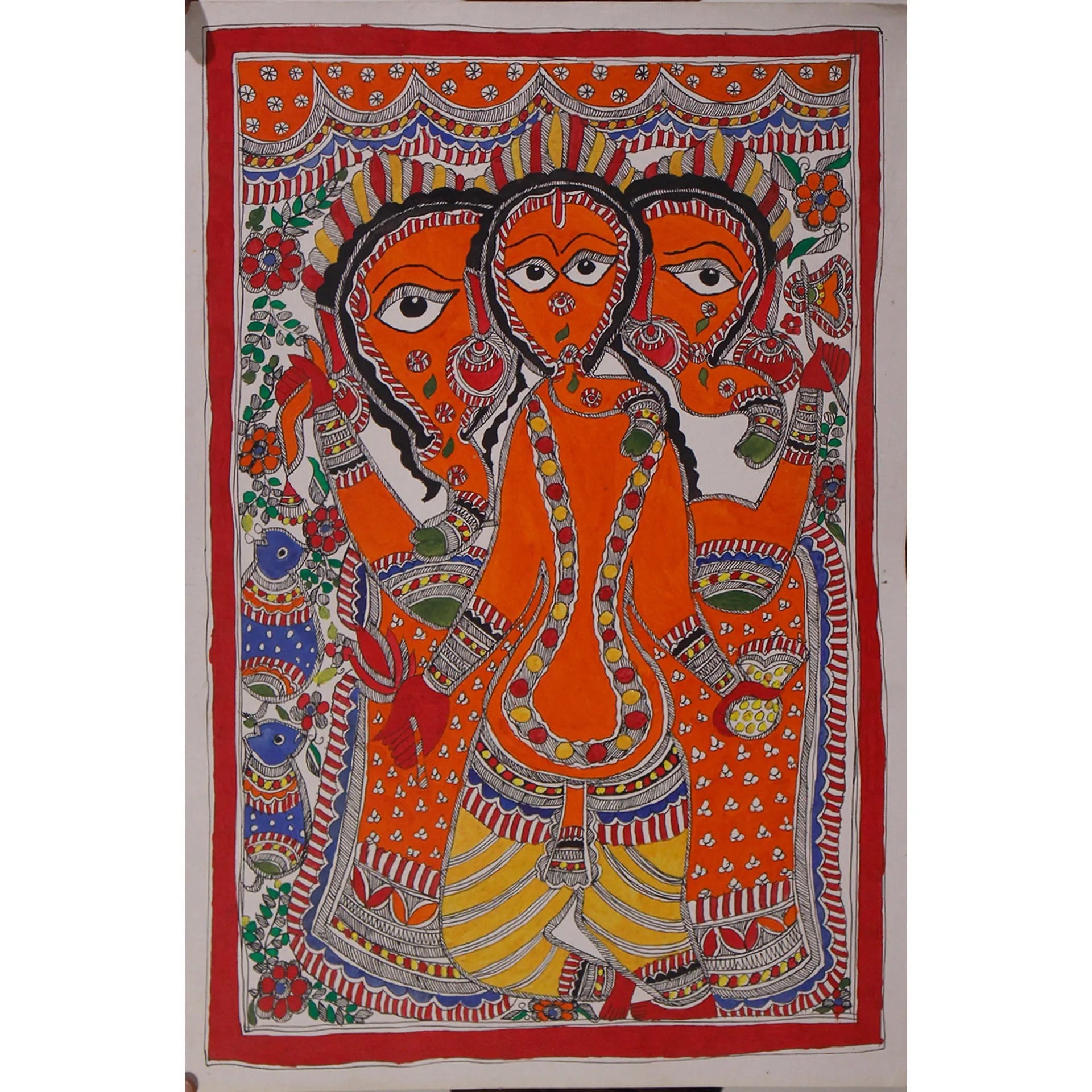Madhubani - Trimukhi Ganesha