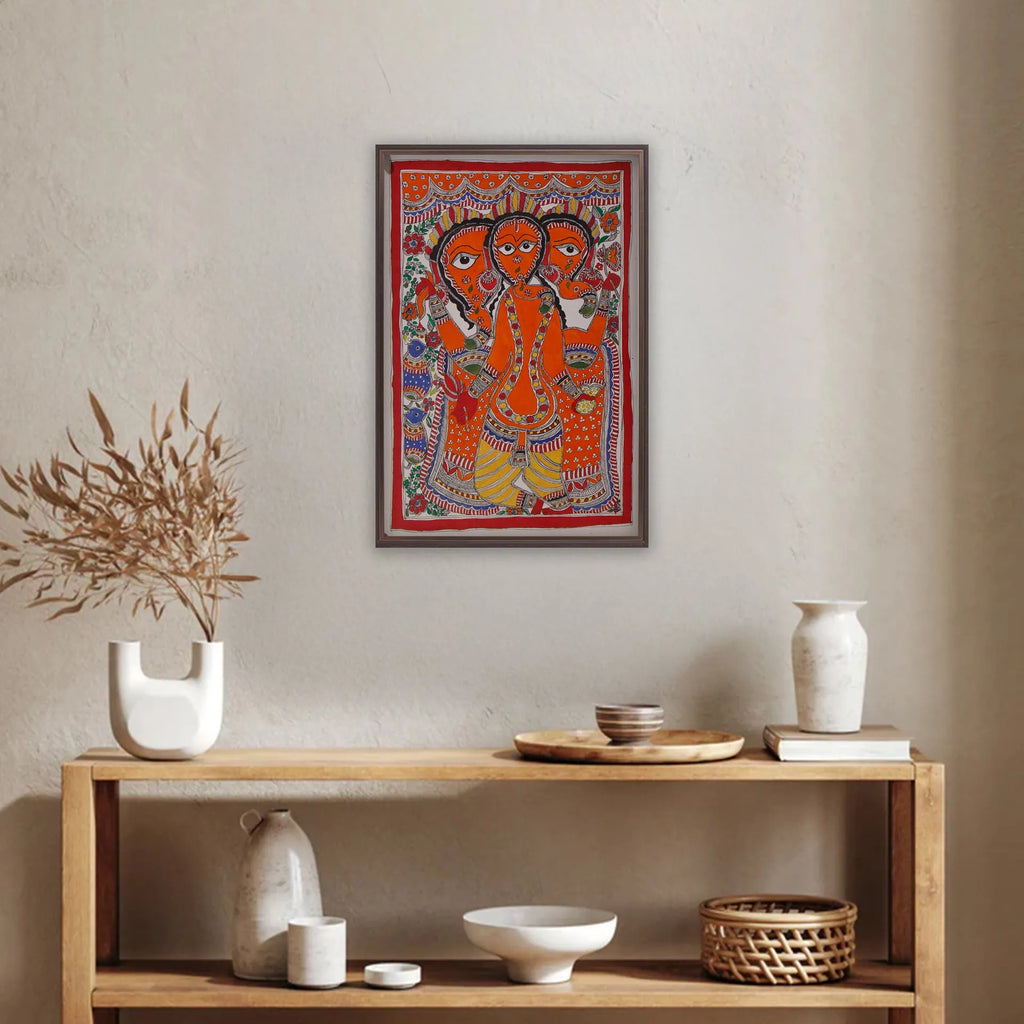 Madhubani - Trimukhi Ganesha