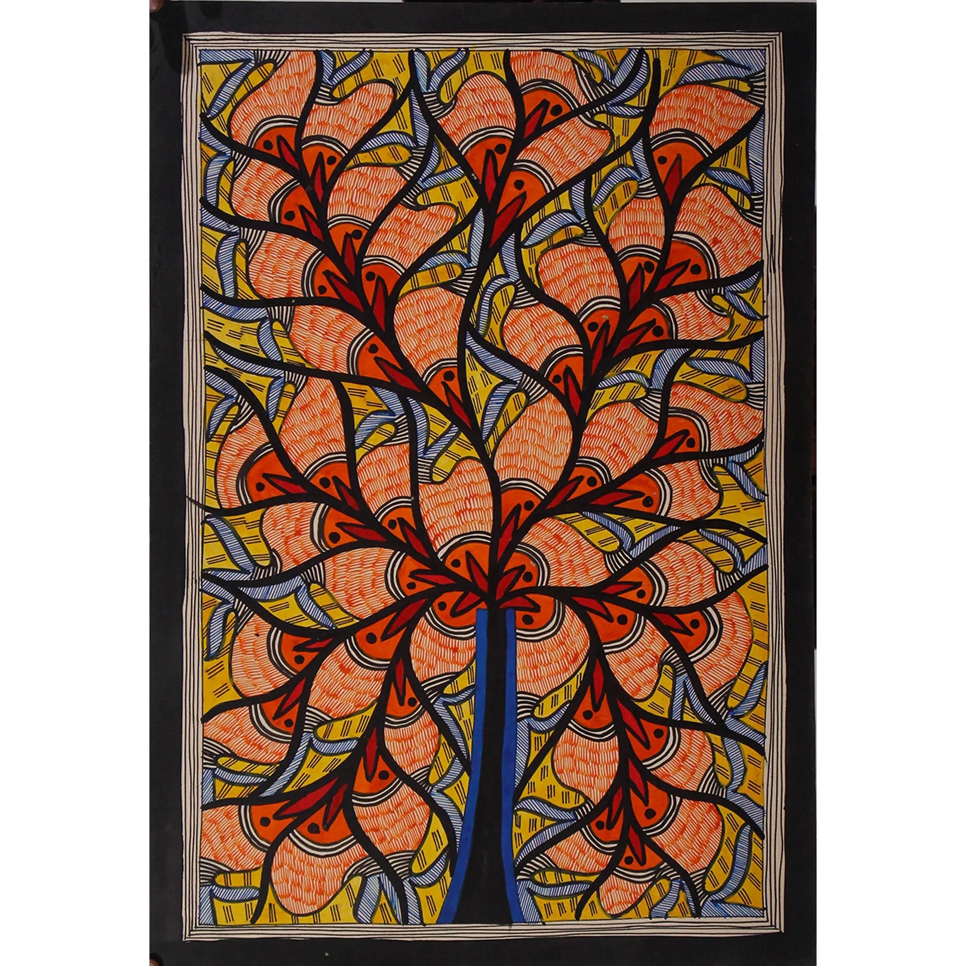 Madhubani - Tree of Life with Fish