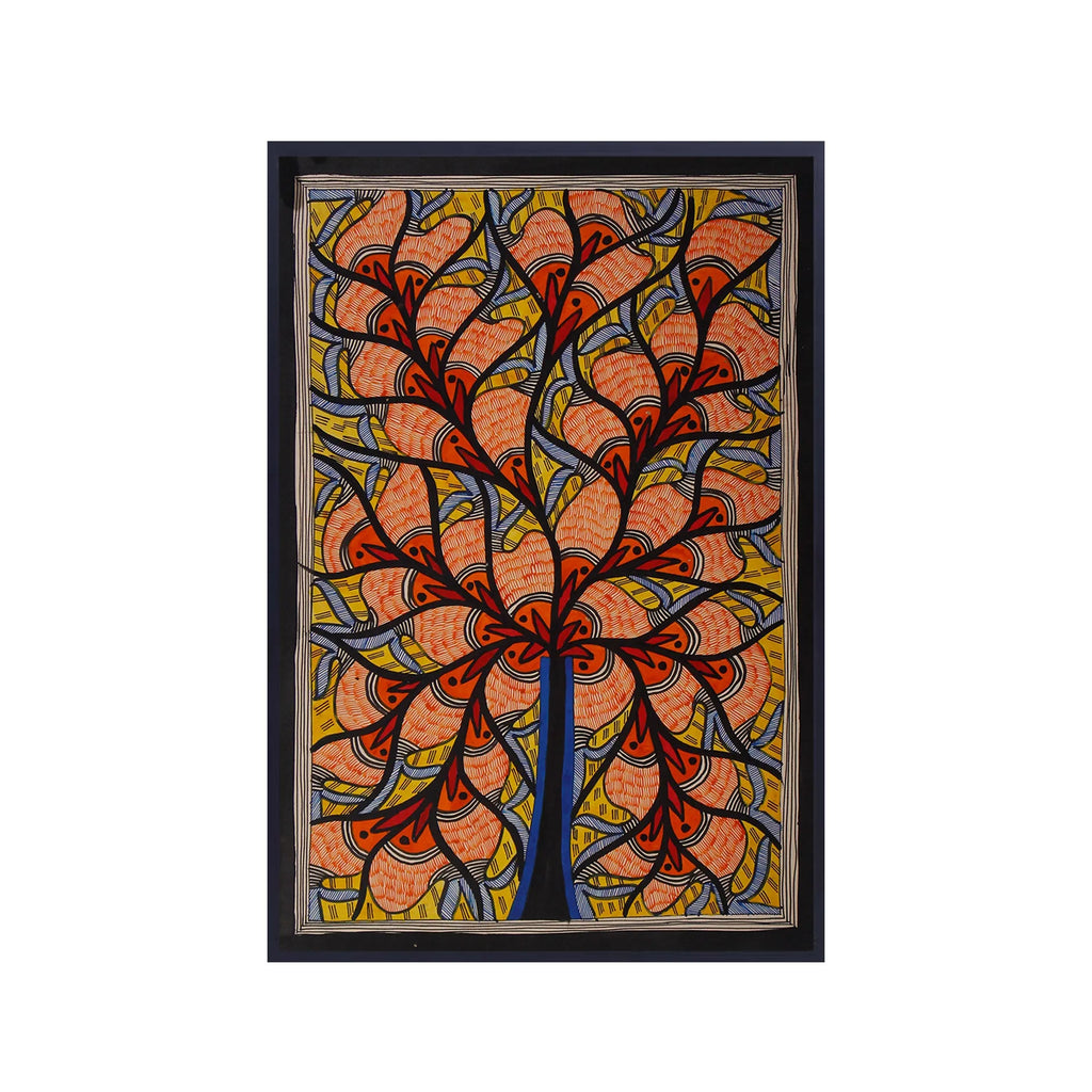 Madhubani - Tree of Life with Fish