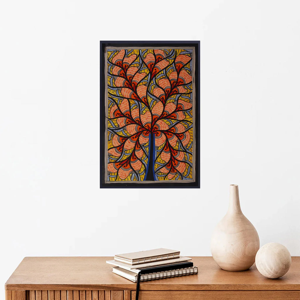 Madhubani - Tree of Life with Fish