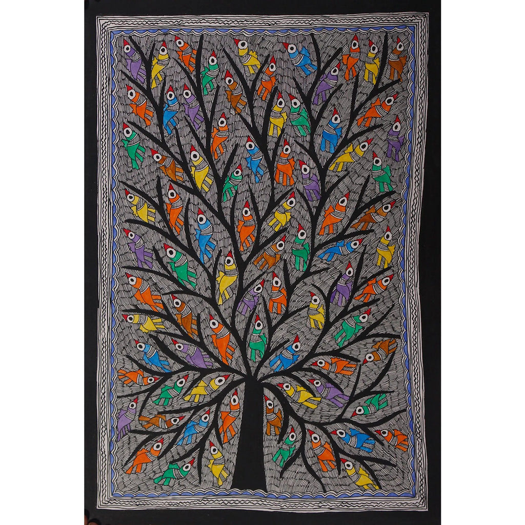 Madhubani - Tree of Life with Birds