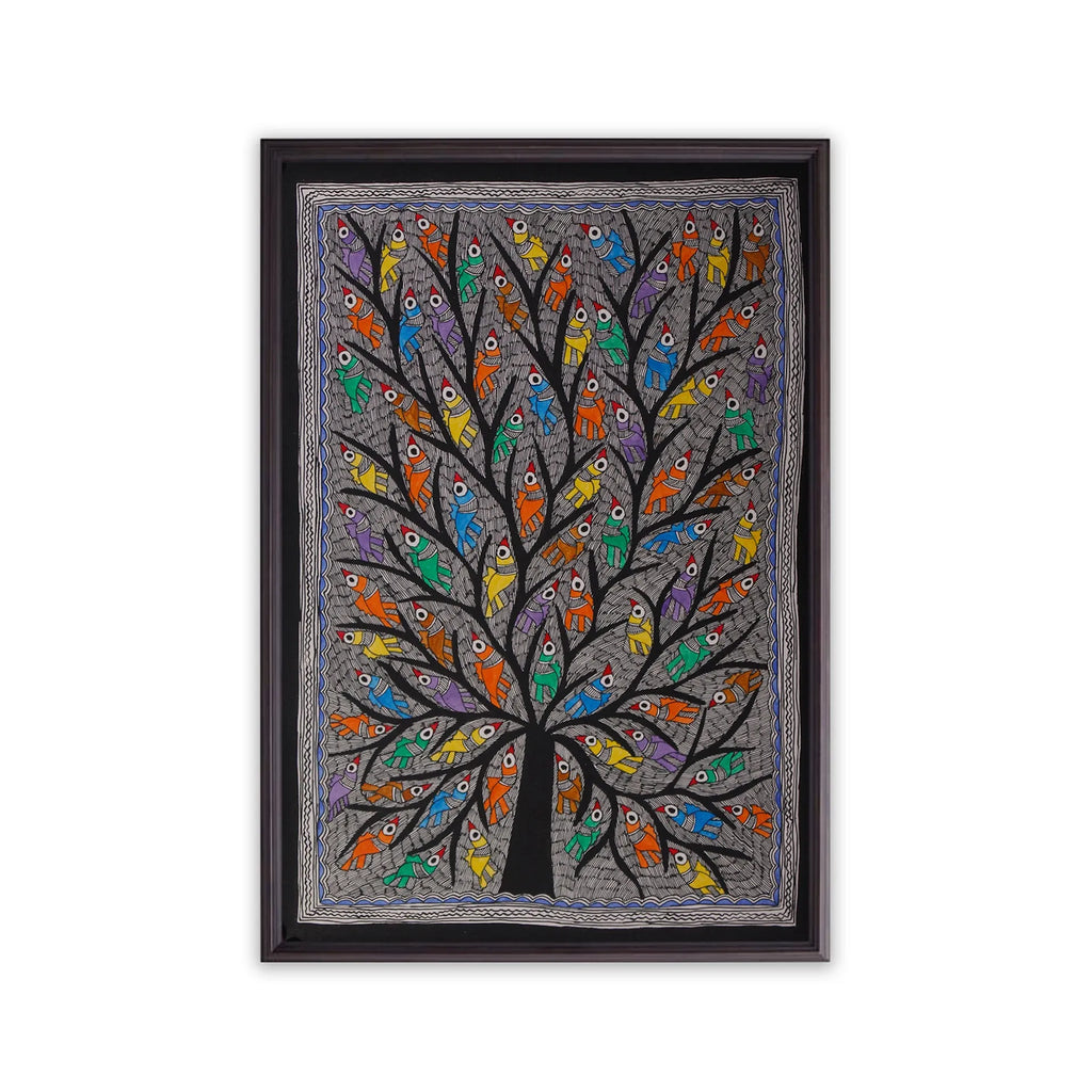 Madhubani - Tree of Life with Birds