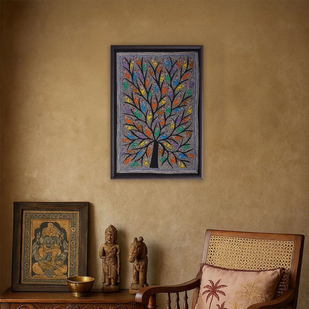 Madhubani - Tree of Life with Birds
