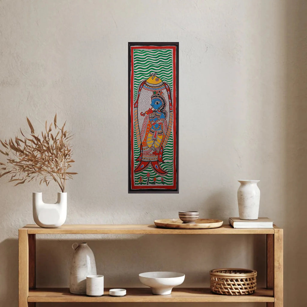 Madhubani - Shri Krishna in Fish