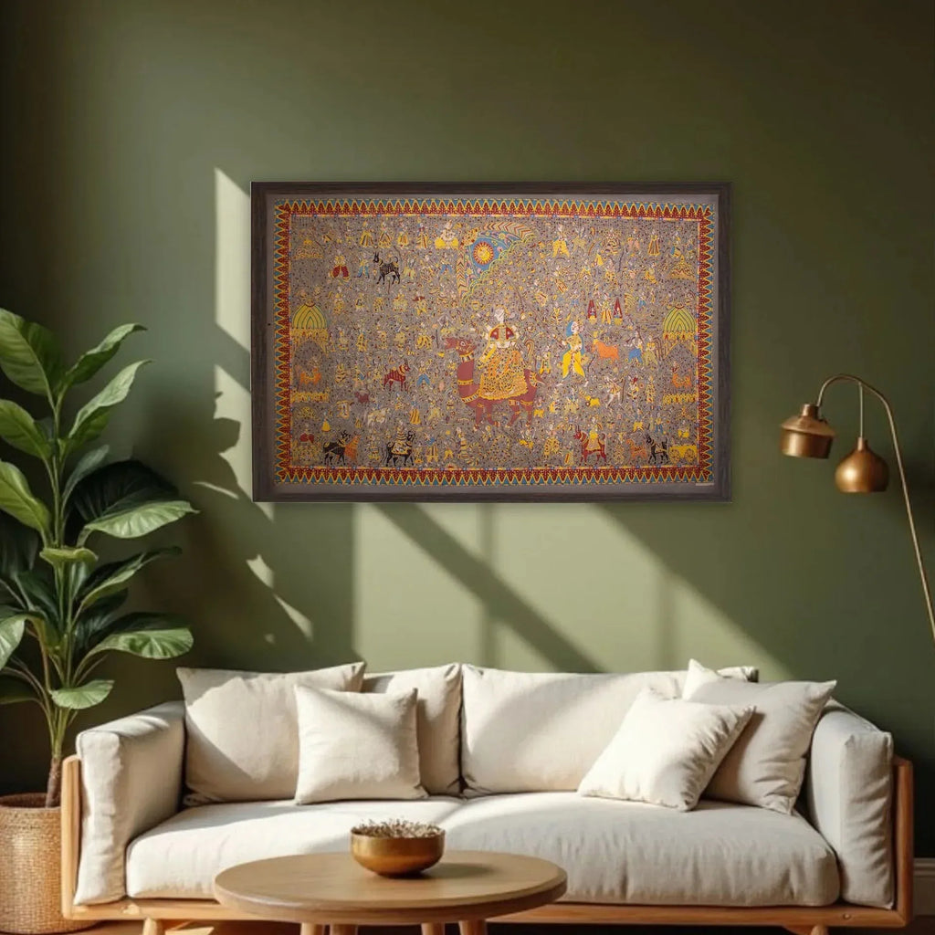 Mata Ni Pachedi - Dasha Mata on camel, sagat mata, meldy mata, with Ramanay scenes.