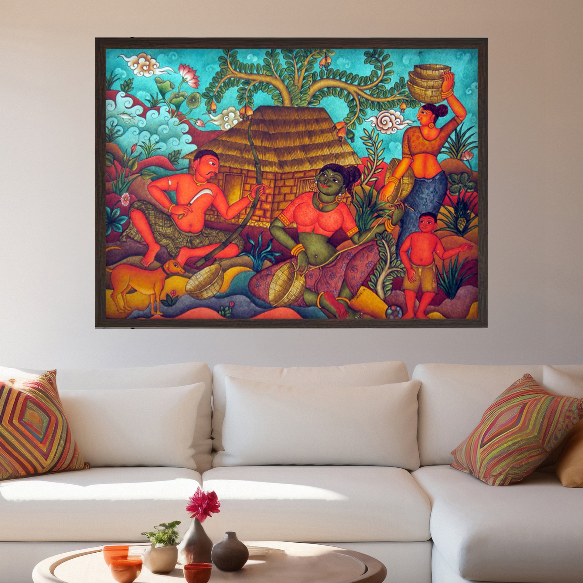 Kerala Mural - Village scene