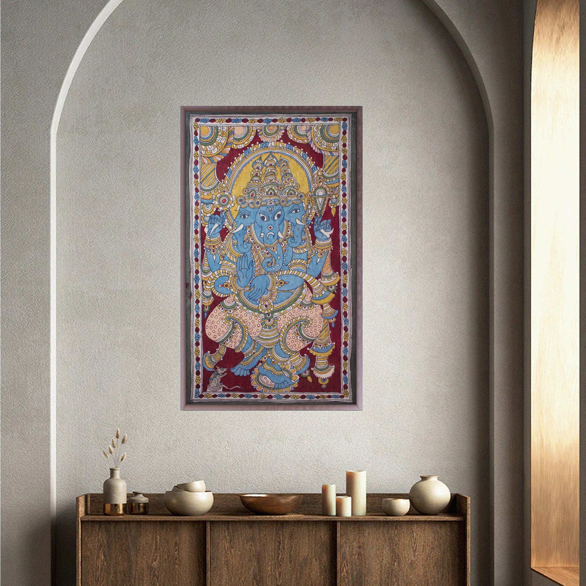 Kalamkari - Tri Mukhi Ganpati