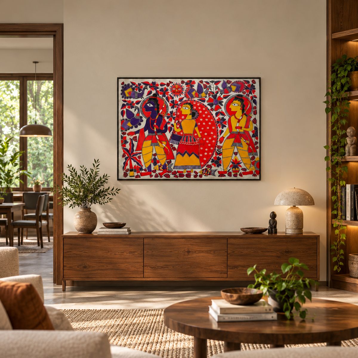 Madhubani - Ram, Lakshman, and Sita