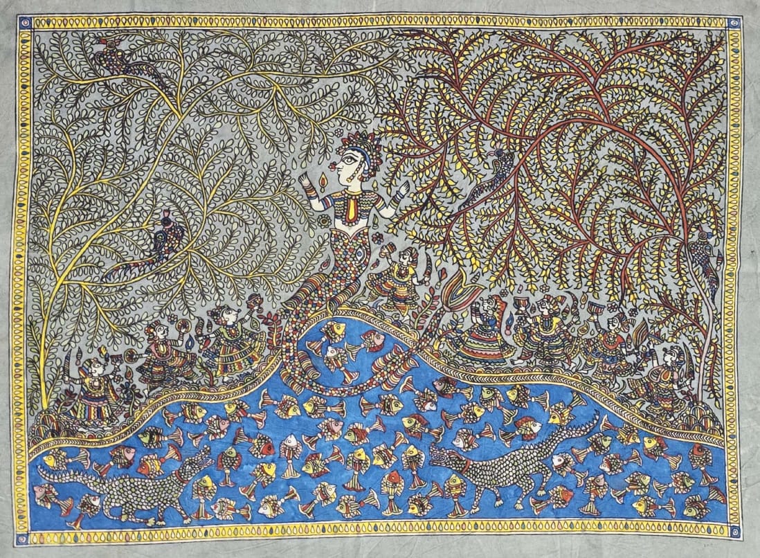 Mata Ni Pachedi - Jogni Mata with Base of Sea and Fishes