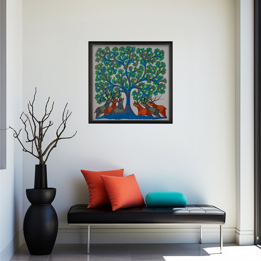Gond - Tree of life and deer