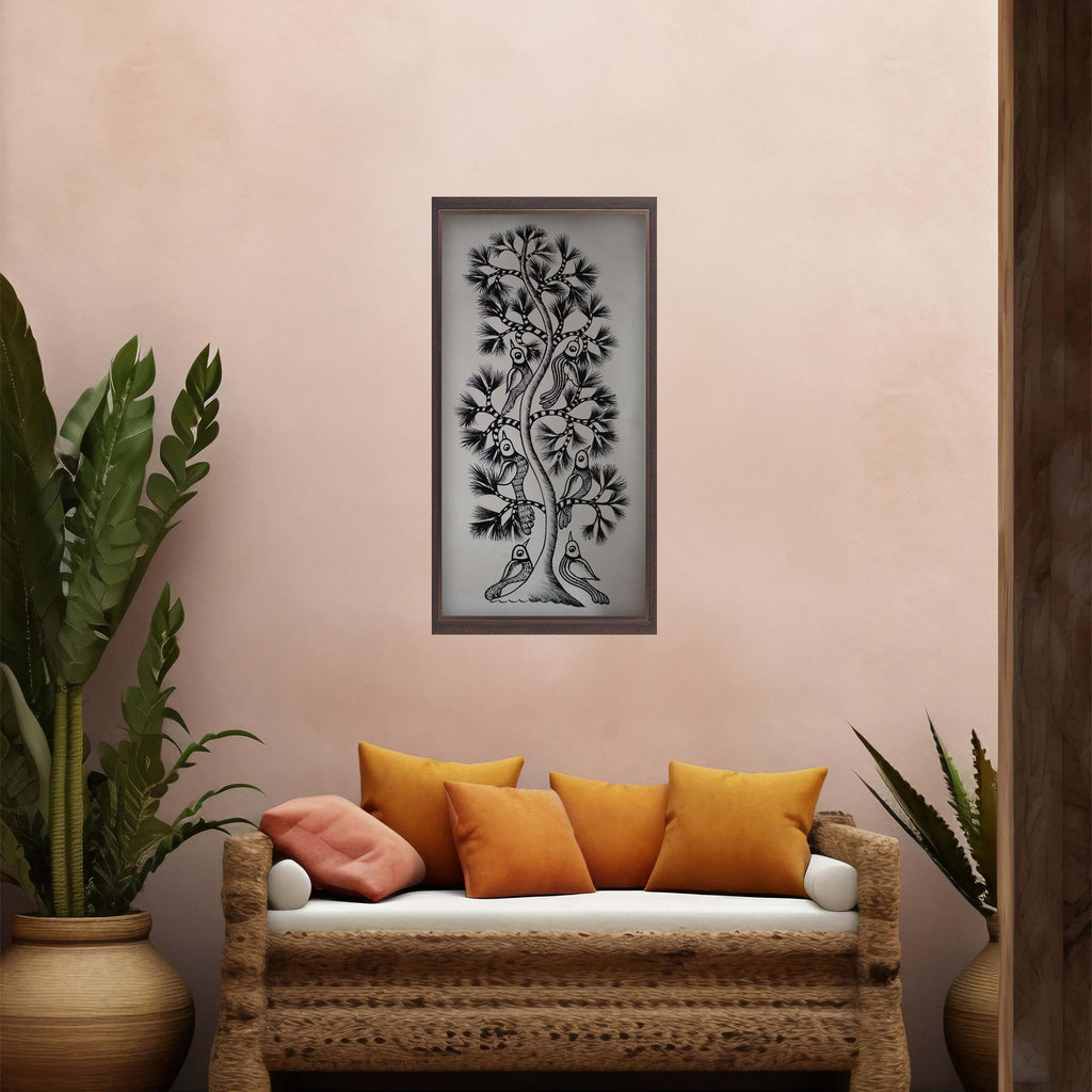 Gond - Bird with tree of life tail