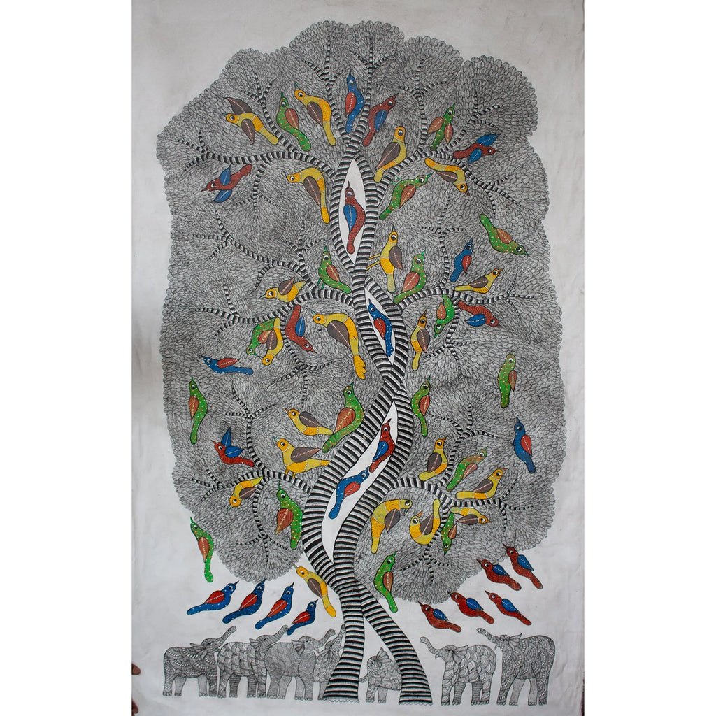 Gond - Tree of life in Black and white