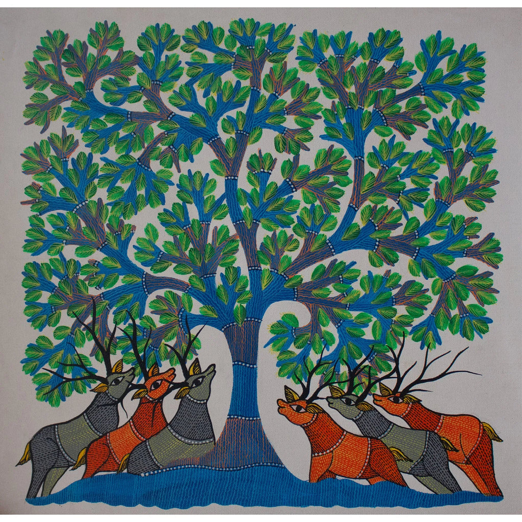 Gond - Tree of life and deer
