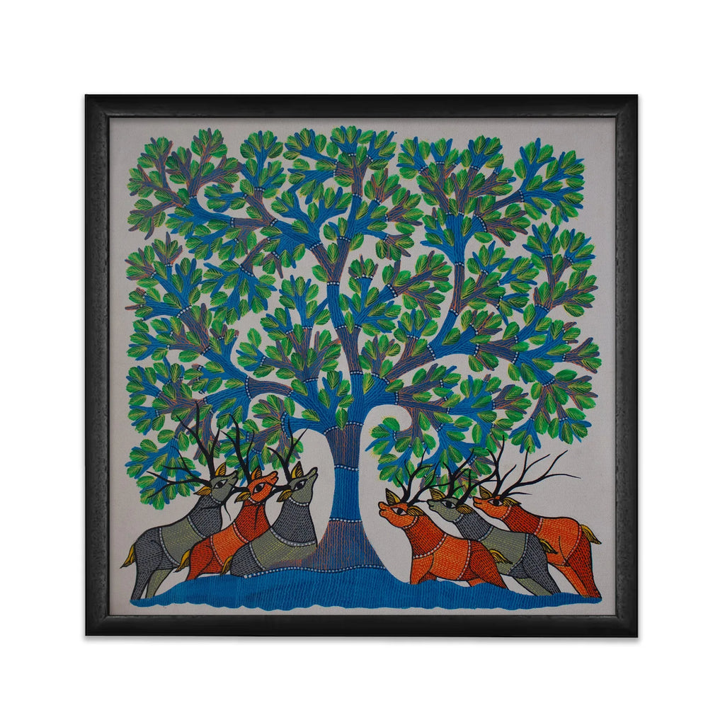 Gond - Tree of life and deer