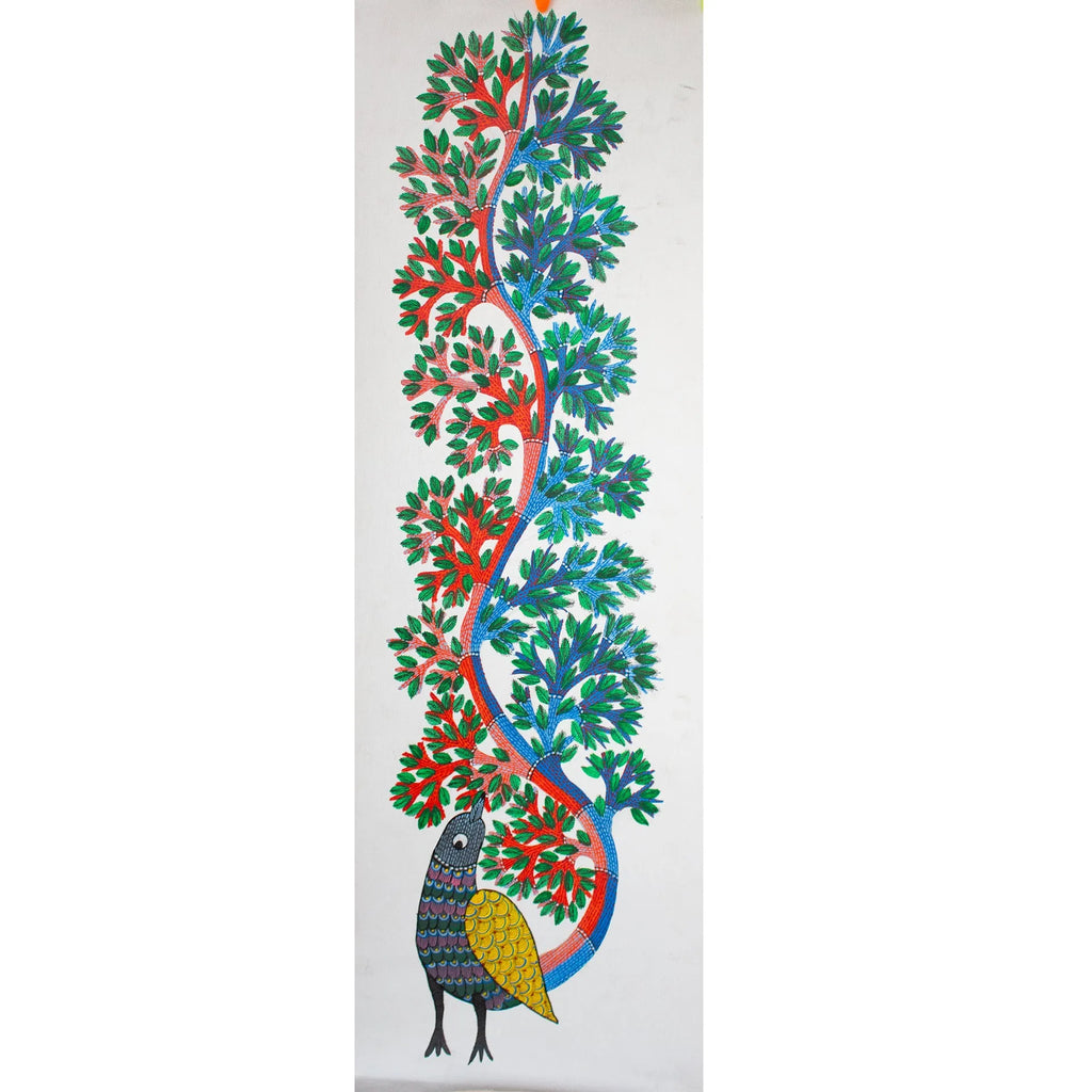Gond - Bird with tree of life tail