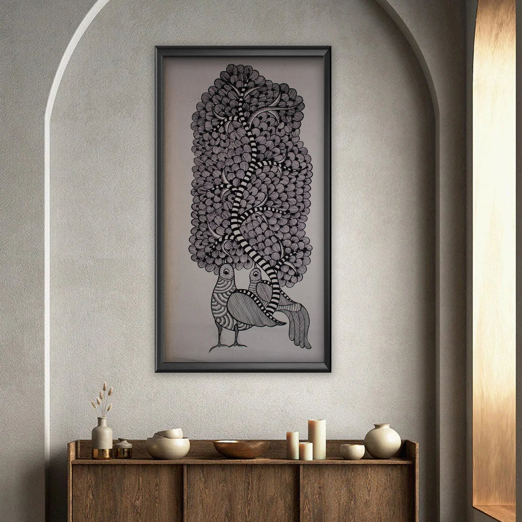 Gond - Bird with tree of life tail