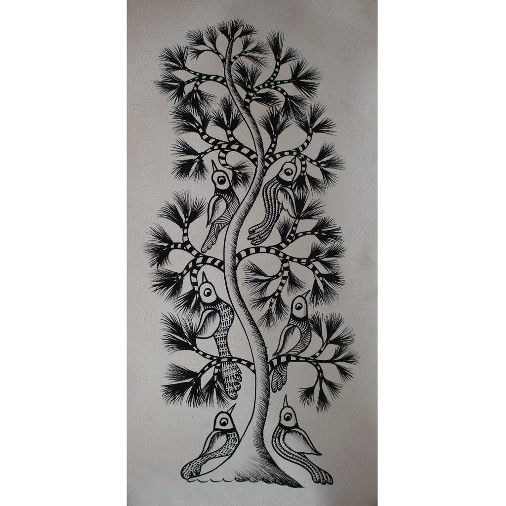 Gond - Bird with tree of life tail