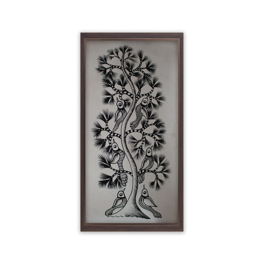 Gond - Bird with tree of life tail