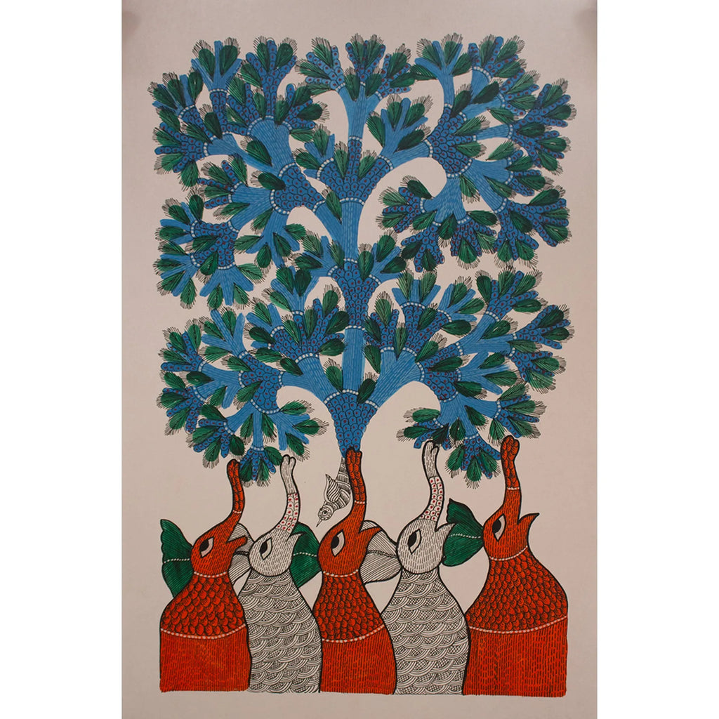Gond - Elephants and tree of life