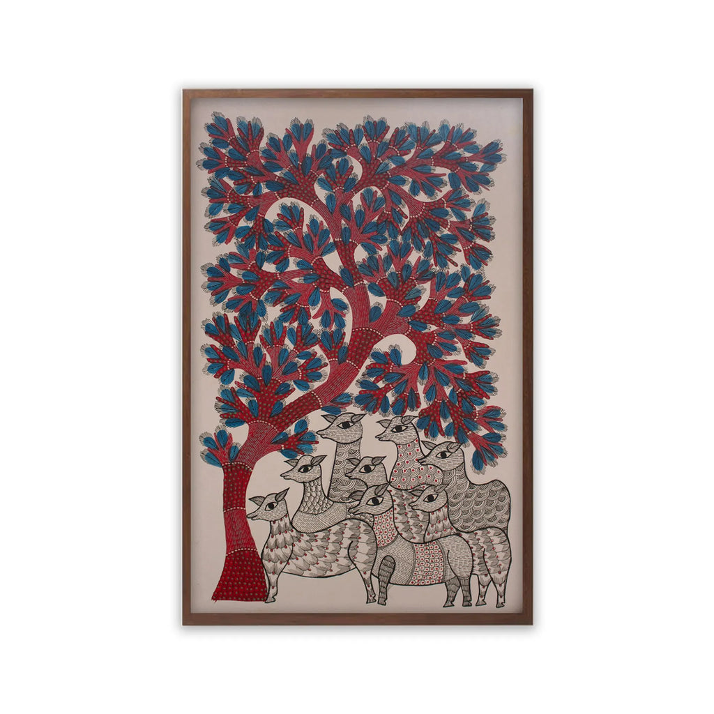 Gond - Deer and tree of life