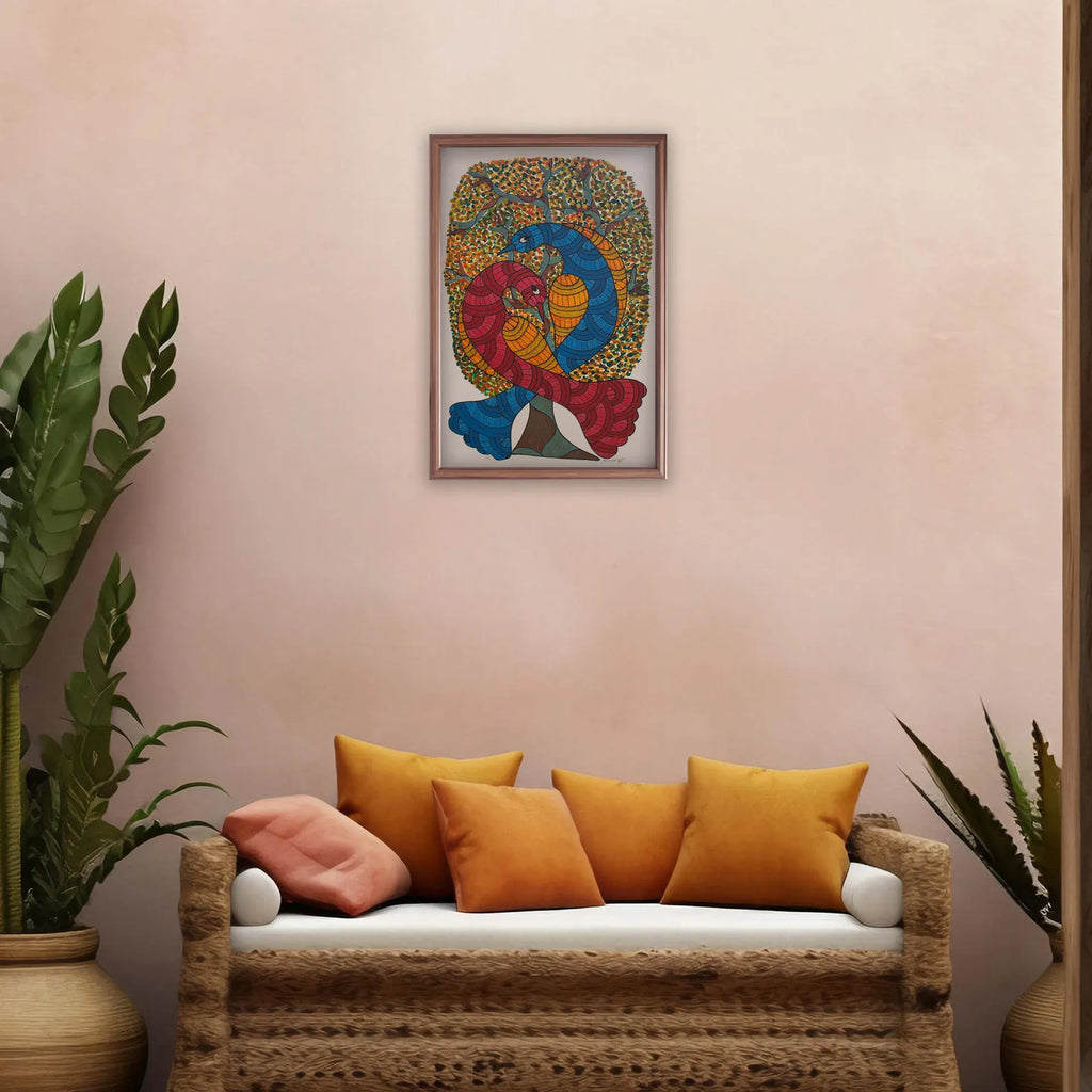 Gond - Birds mingled with tree of life