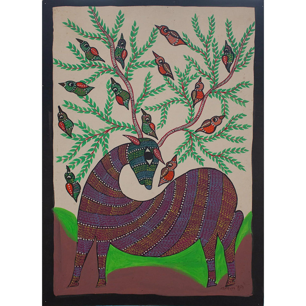 Gond - Deer and birds