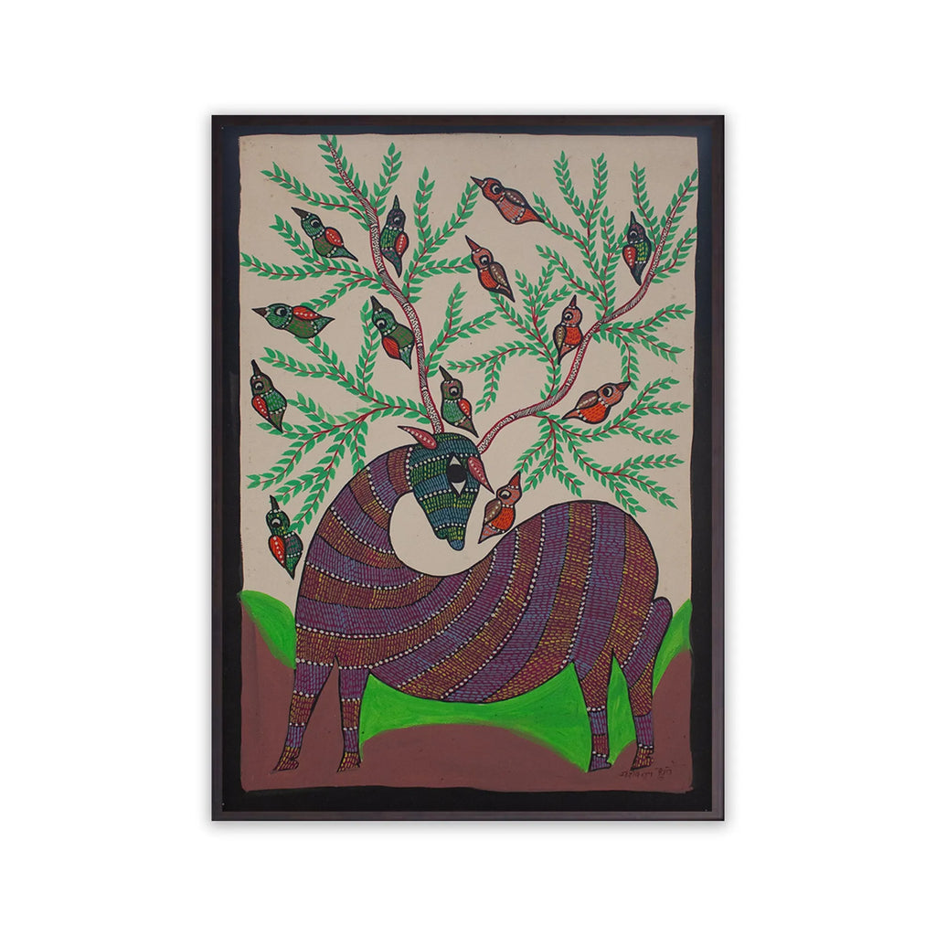 Gond - Deer and birds
