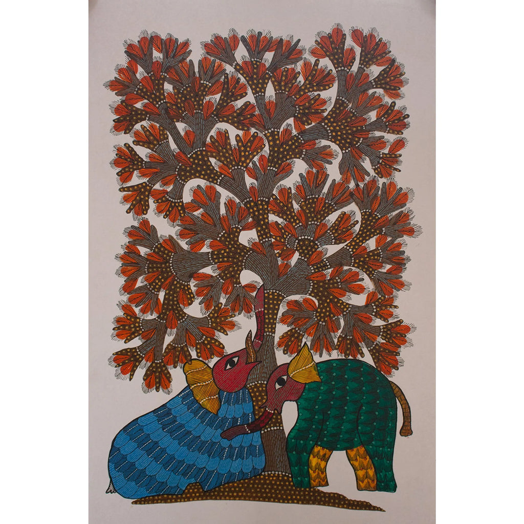 Gond - Elephants and tree of life