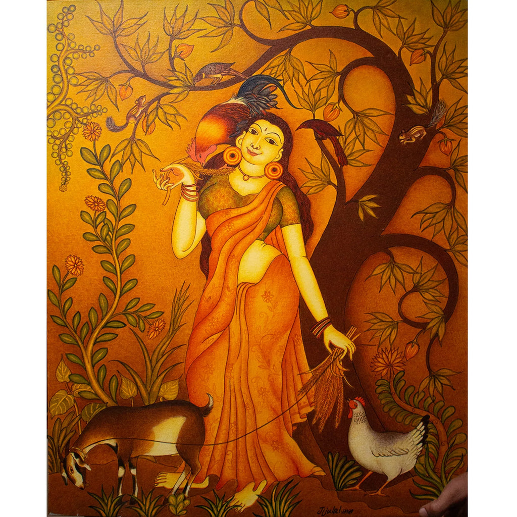 Kerala Mural - Village lady