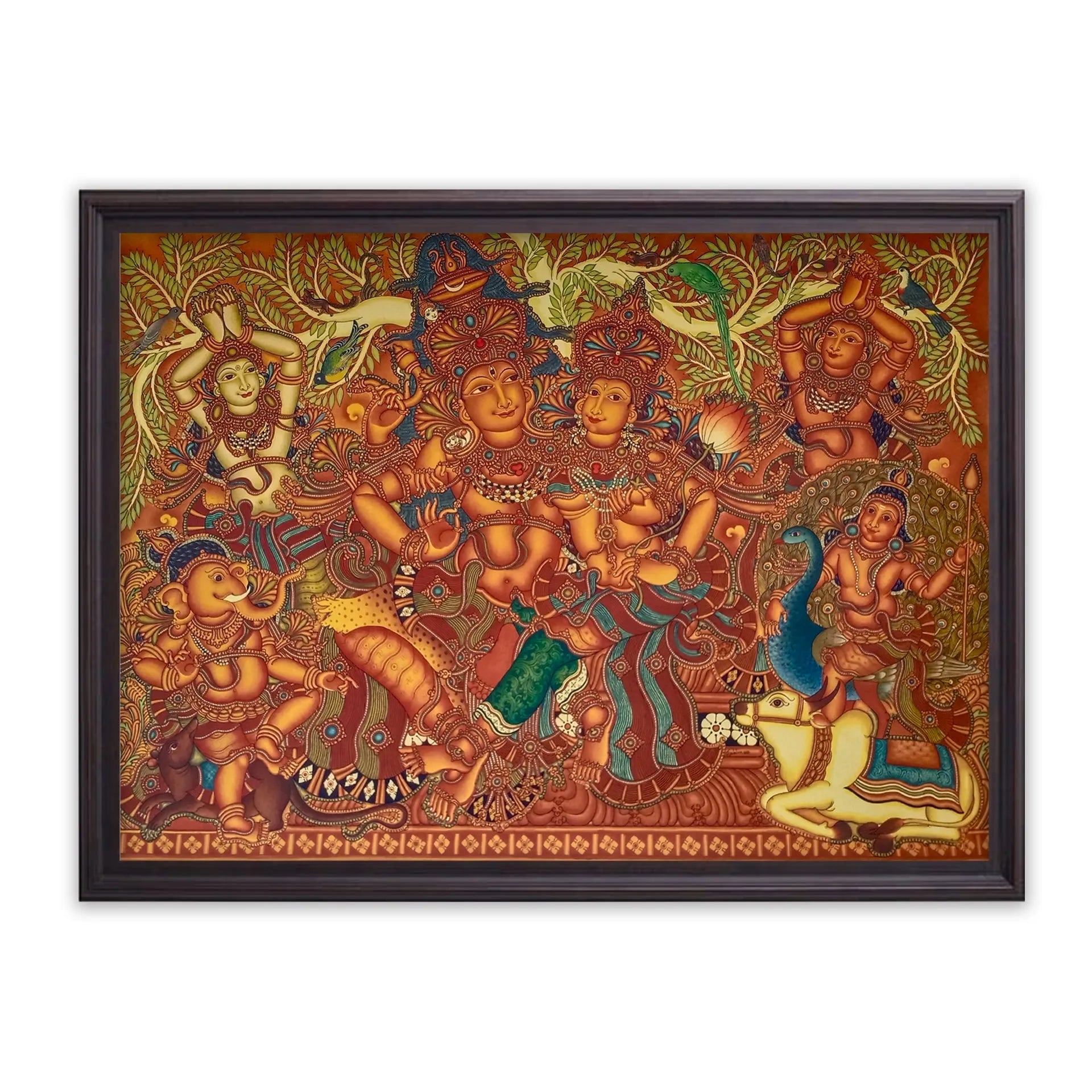 Kerala Mural - Shiva family- Shakti Panjakshari