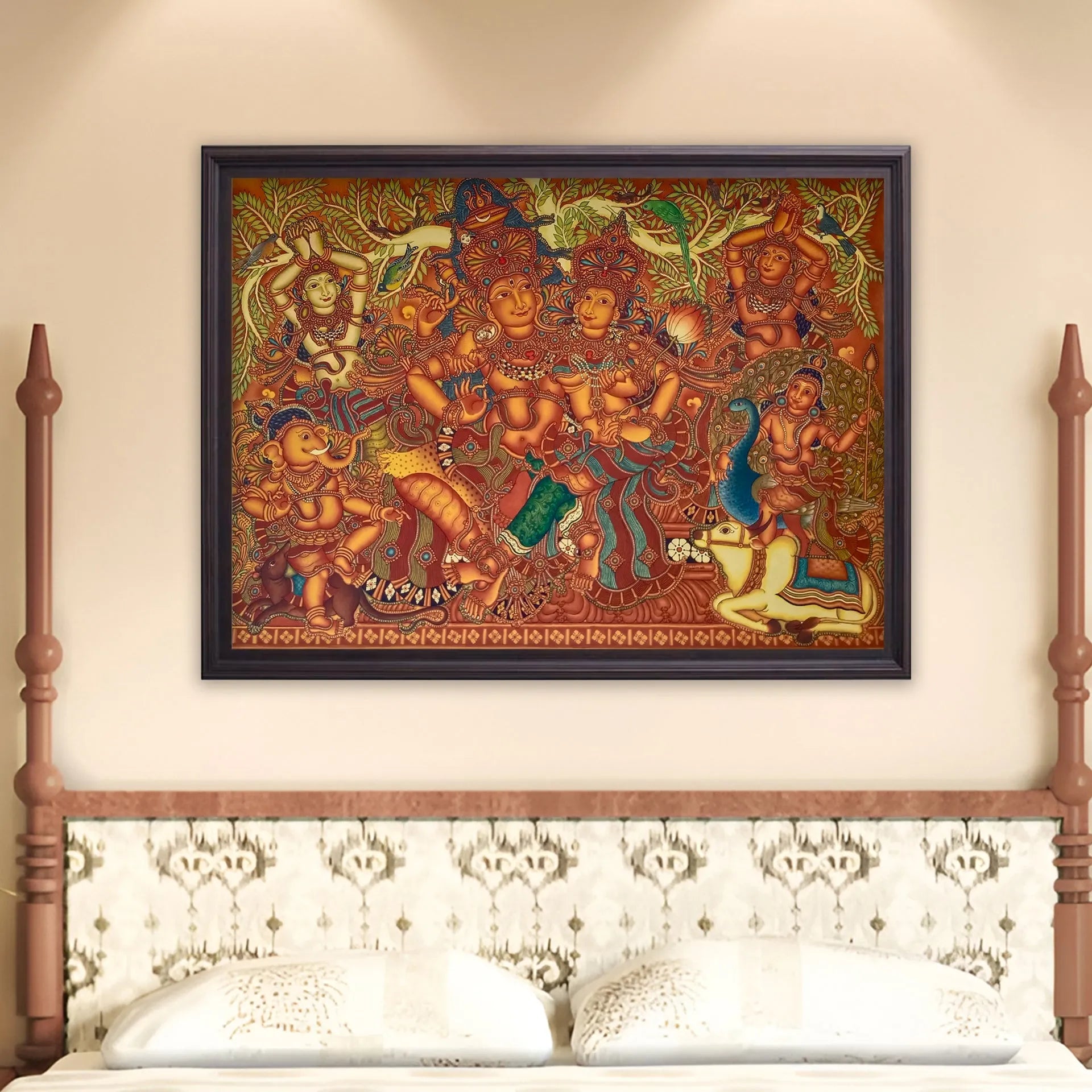 Kerala Mural - Shiva family- Shakti Panjakshari