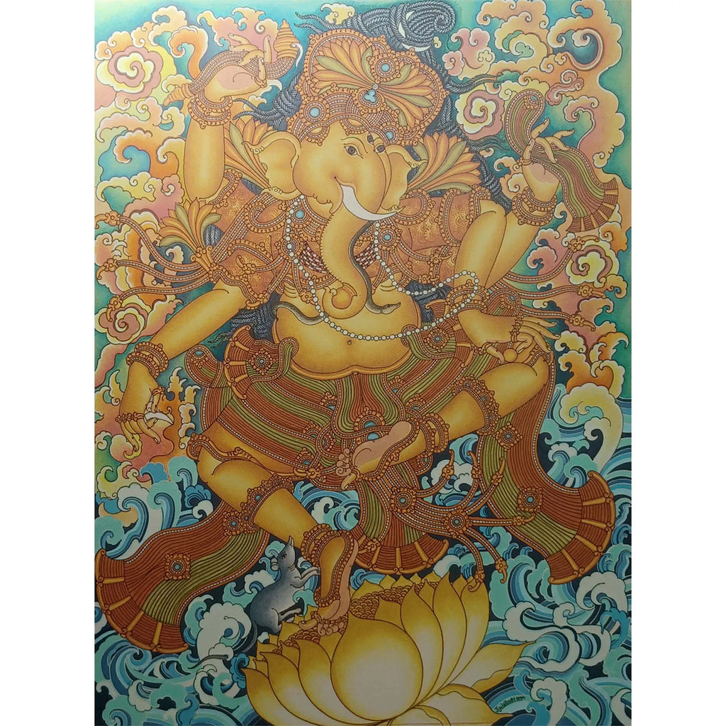 Kerala Mural - Dancing Ganesha