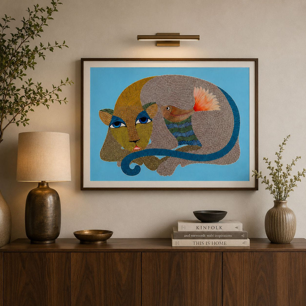 Gond - Tiger and Fish in Gond